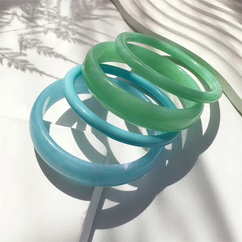 UJBOX 4-Piece Brown & Cream Marble Acrylic Resin Bracelet Bangle Set Stackable Jewelry Lightweight & Eco-Friendly Bulk Discount