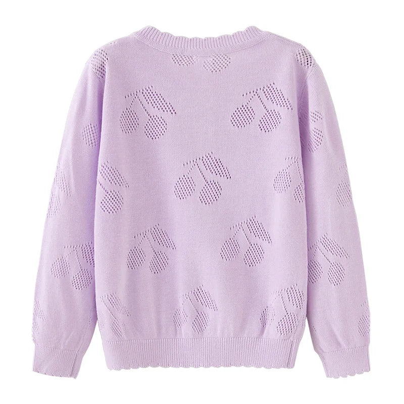 Summer Cherry Cardigan Girl's Viscose Thin Jacket Child Coat
