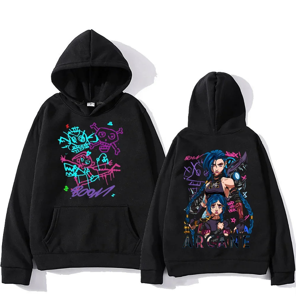 Arcane Jinx Hoodies Man Women Harajuku Clothing Hot Anime Arcane Pullovers Unisex