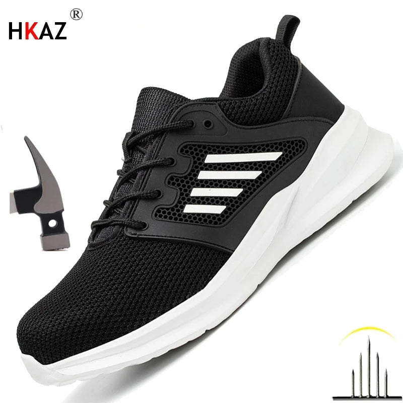 Fashion Safety Shoes Men Steel Toe Sneakers Puncture Proof Breathable Work Boots Man Comfy Work Shoes slip and oil resistant