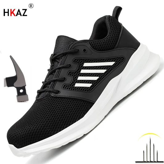 Fashion Safety Shoes Men Steel Toe Sneakers Puncture Proof Breathable Work Boots Man Comfy Work Shoes slip and oil resistant