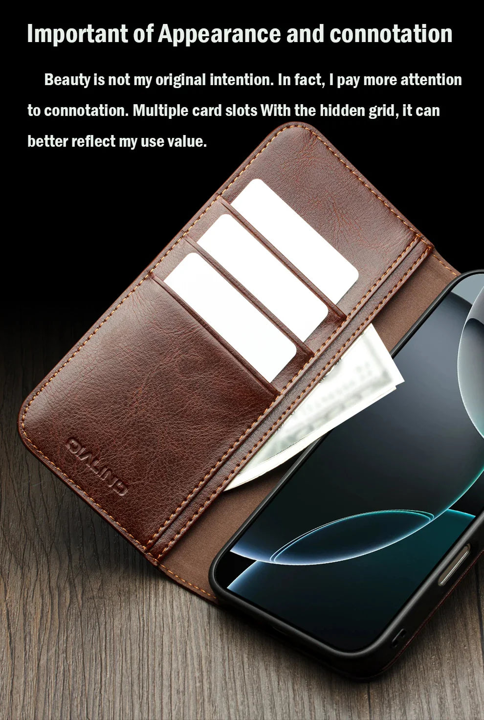 QIALINO Case for iPhone 17 Pro Max Luxury Ultra Slim Handmade Genuine Leather Wallet Card Slot Flip Cover for iPhone 17 Pro/Air