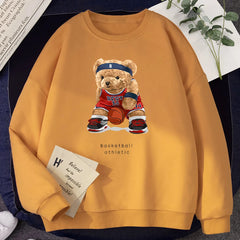 Women No Best14 Teddy Bear Basketball Athletic Print Hoodies Loose Crewneck