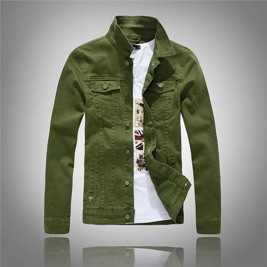 Men Pink Denim Jackets Outwear Slim Fit Denim Coats New Fashion Male Cotton Jeans