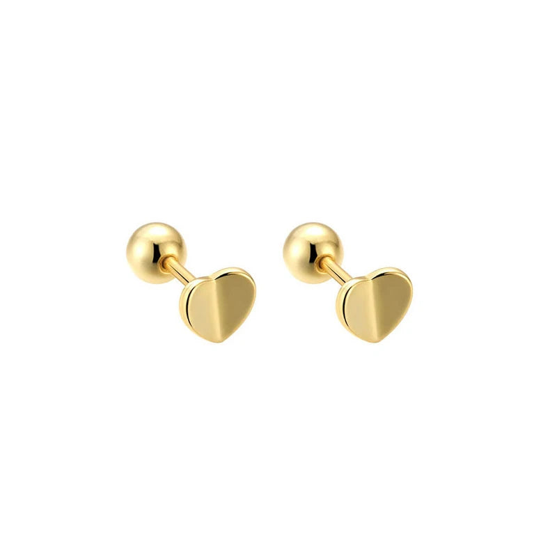 WANTME 925 Sterling Silver Fashion Simple Golden Flower Beads Small Stud Earrings for Women Teen Piercing Jewelry Accessories