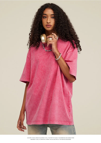 Custom Your LOGO Hip Hop Streetwear Men 100% Cotton T-shirts Oversized Washed Top Tee Unisex Summer Retro Brand Personalized