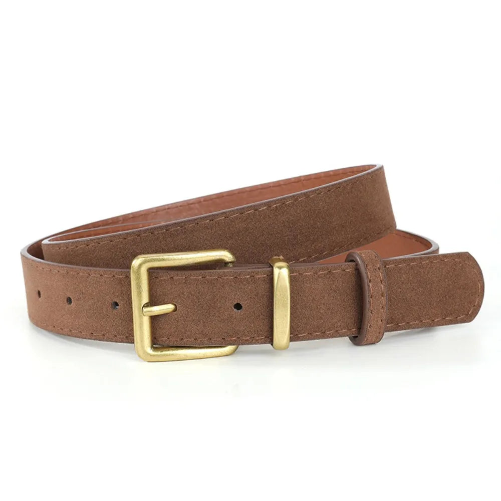 Women Suede Leather Belt Casual Versatile Business Waist Strap Belt Trendy Luxury Design Pin Buckle Waistbands