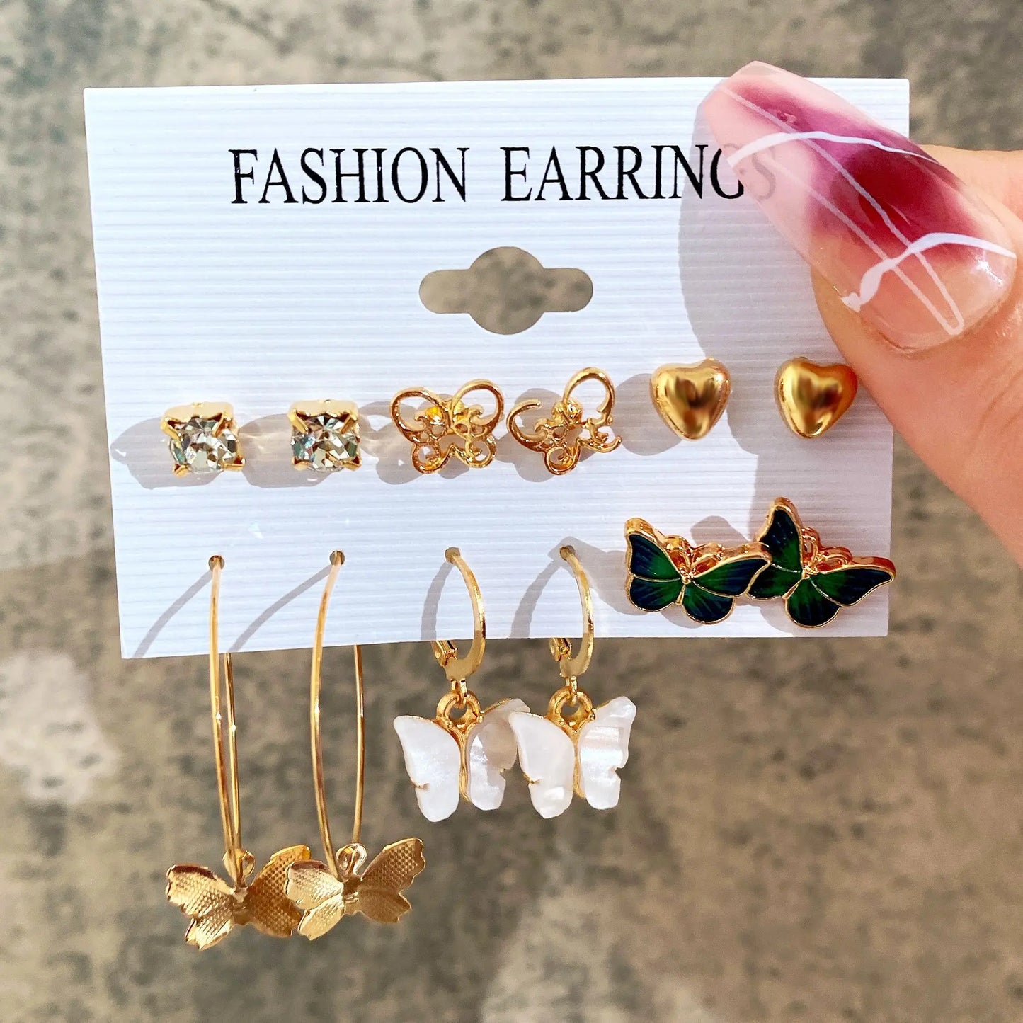 Fashionable Pearl Note Butterfly Geometric Tassel Stud Earrings Women Suit Elegant Charm Engagement Party Jewelry