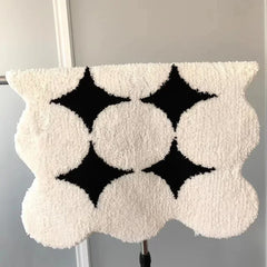Plush Thicken Rugs Black White Carpet for Living Room Soft Fluffy Bedside