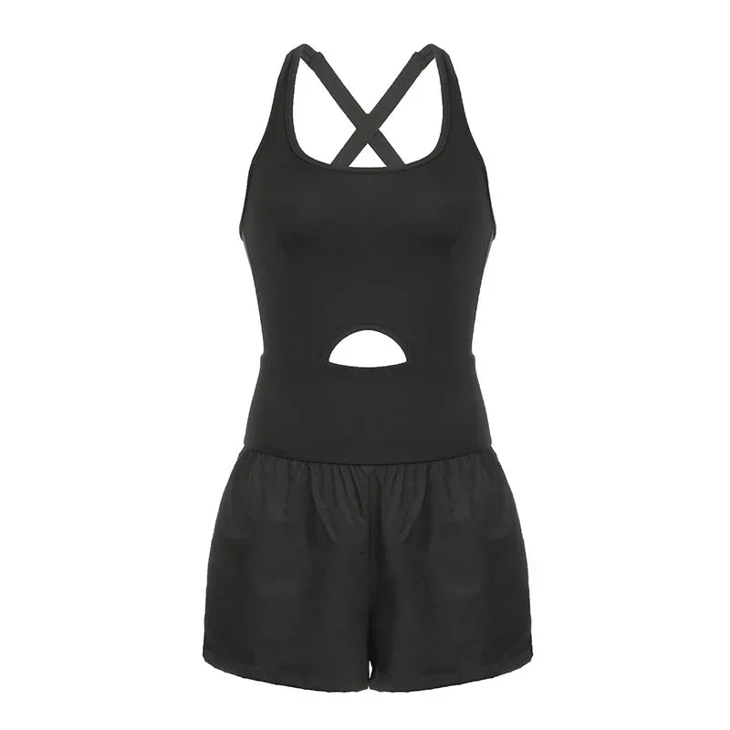 Women's Fashion Slim One-piece Yoga Shorts Sports Fitness Comfortable