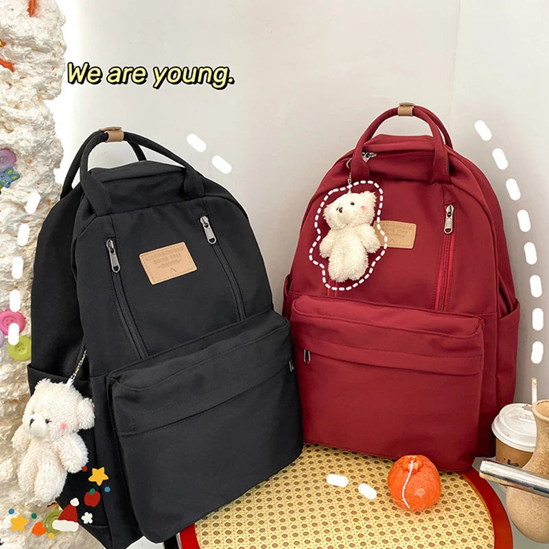 DIEHE Solid Color Women Backpack High Quality Youth Waterproof Backpacks for Teenage Girls Female School Shoulder Bag Bagpack