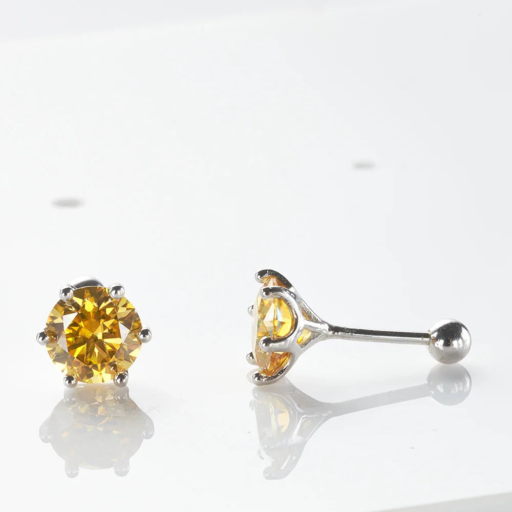 Gica Gema 0.5-2ct Moissanite Screw Stud Earrings D Color 925 Sterling Silver Diamond Earrings For Women Wedding Fine Jewelry
