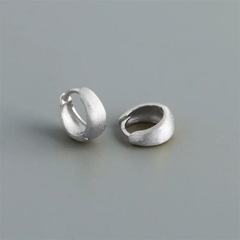 WANTME 925 Sterling Silver Simple Statement Matte Large Huggies Hoop Earrings for Men Women Fine Gothic Punk Charms S925 Jewelry