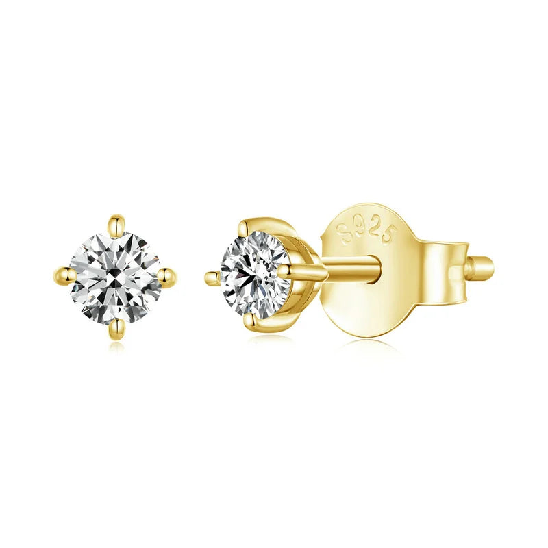 Bamoer U Moissanite Earrings Shinning 4 Prongs Ear Stud 925 Sterling Silver D Color for Women Wedding Anniversary Fine Jewelry