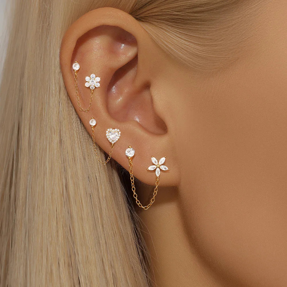 CANNER 1PC 925 Sterling Silver Horse Eye Chain Tassel Zircon Drop Earrings For Women Ins Minimalism Geometric Earrings Gift