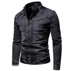 Blue Denim Jacket Men Motorcycle Jacket Spring Autumn Slim Fit Jackets