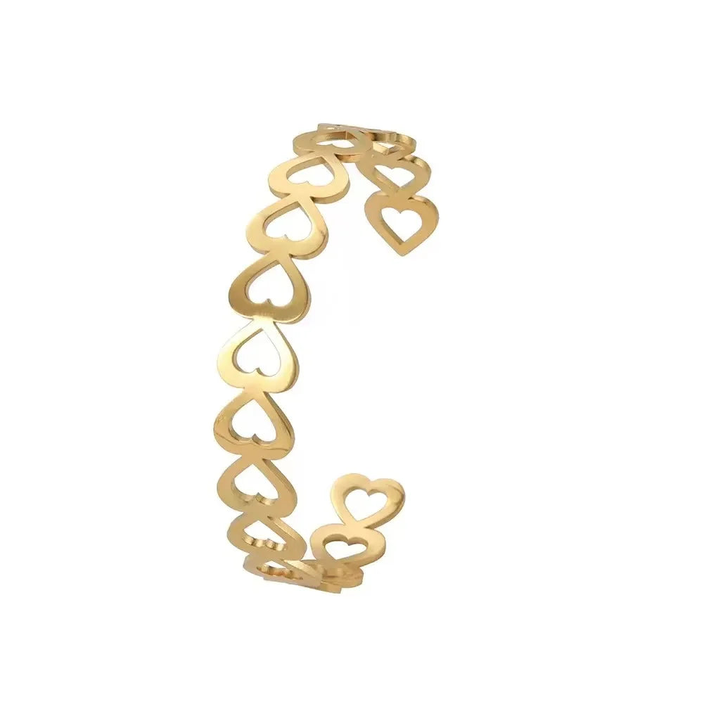 Stainless Steel Inlaid Zircon Bangle Round Bracelets