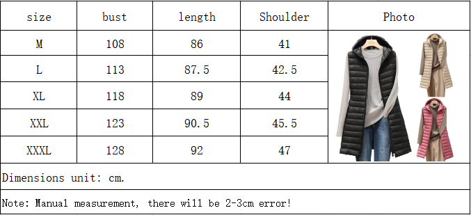 female autumn and winter medium long hooded light down padded jacket waistcoat