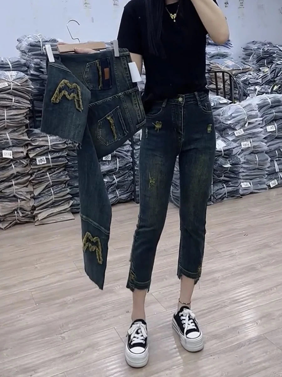Women's Jeans Large Size Nine Straight Pants Children Spring And Autumn