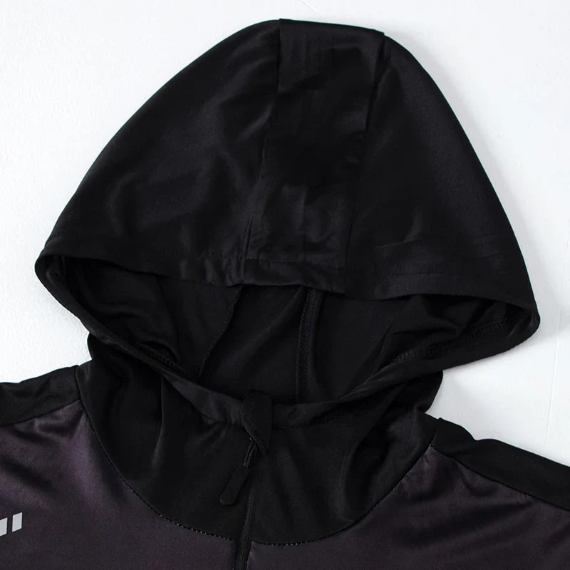 5-Piece Men's Quick-drying Sports Suit Fitness Running Tight Elastic Trousers With Cap Gradient Coat Round Neck Casual T-shirt