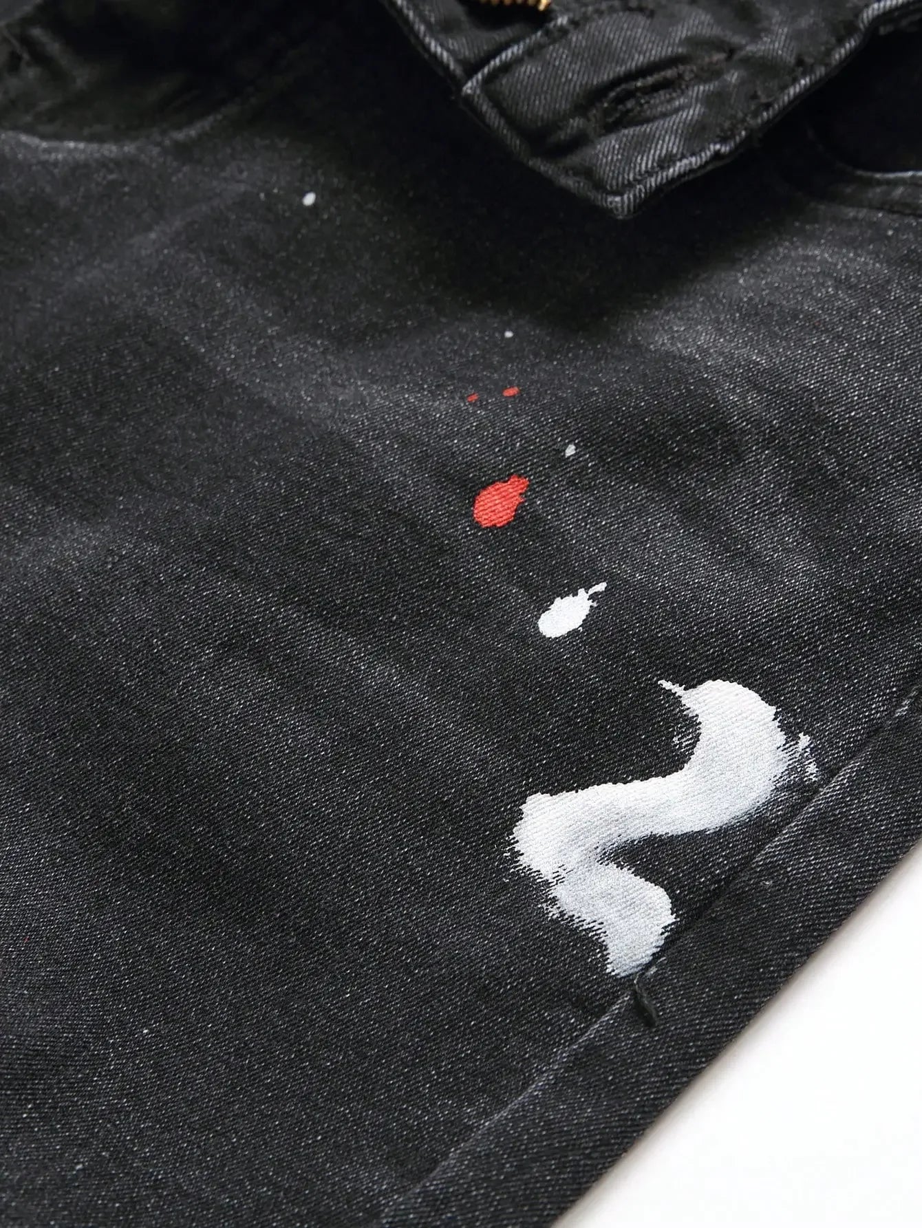 Men Black Skinny Denim Spot Jeans Male Ripped Stretch Fit Jeans Men Slim Trousers