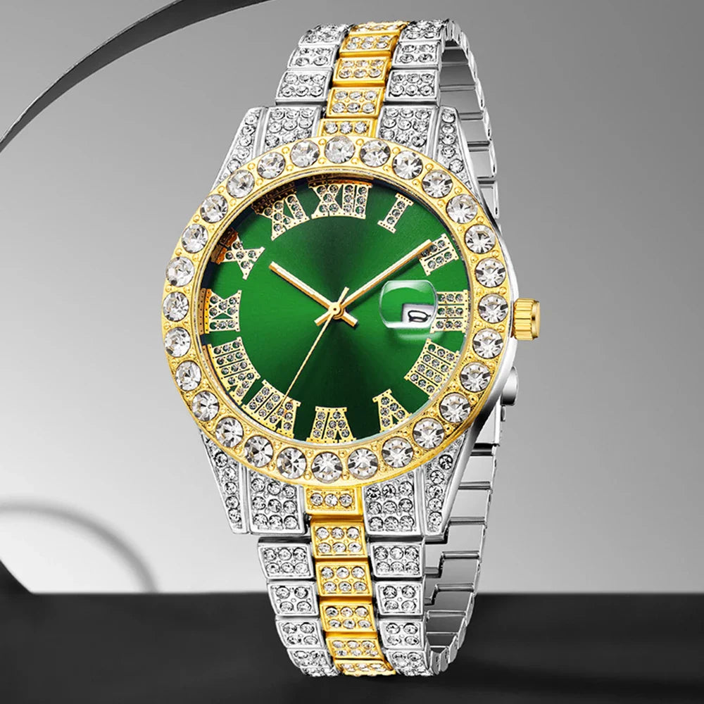 1PCS Women's Luxury Watch Set Trendy Luxury with Calendar and Water Diamond Quartz Watch Suitable for Daily Clothing Matching