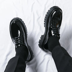 Men Formal Black Lace-up Shoes With Black Sole