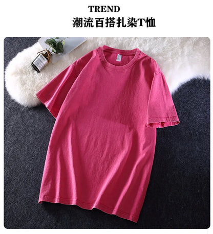 Custom Your LOGO Hip Hop Streetwear Men 100% Cotton T-shirts Oversized Washed Top Tee Unisex Summer Retro Brand Personalized