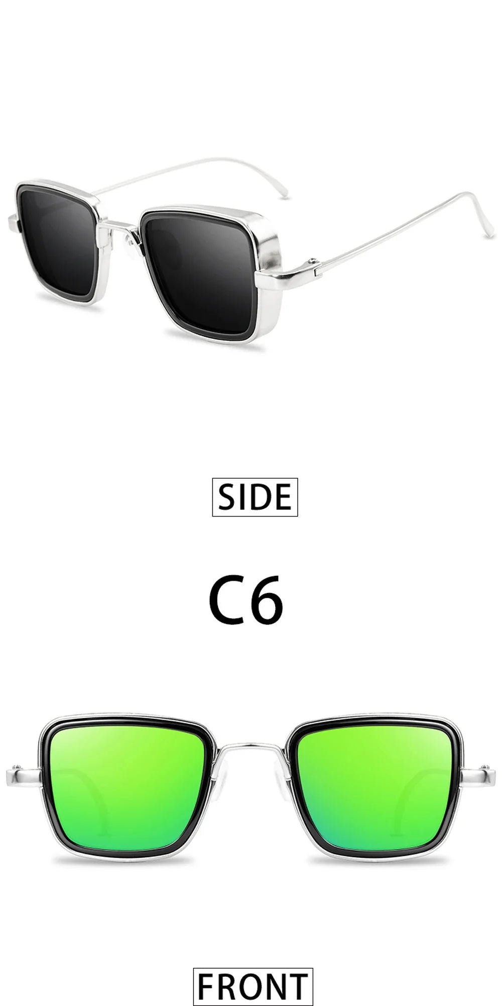 Stylish Retro Brand Shades Men Women Sun Glasses UV400 Square Vintage Metal Steampunk Sunglasses