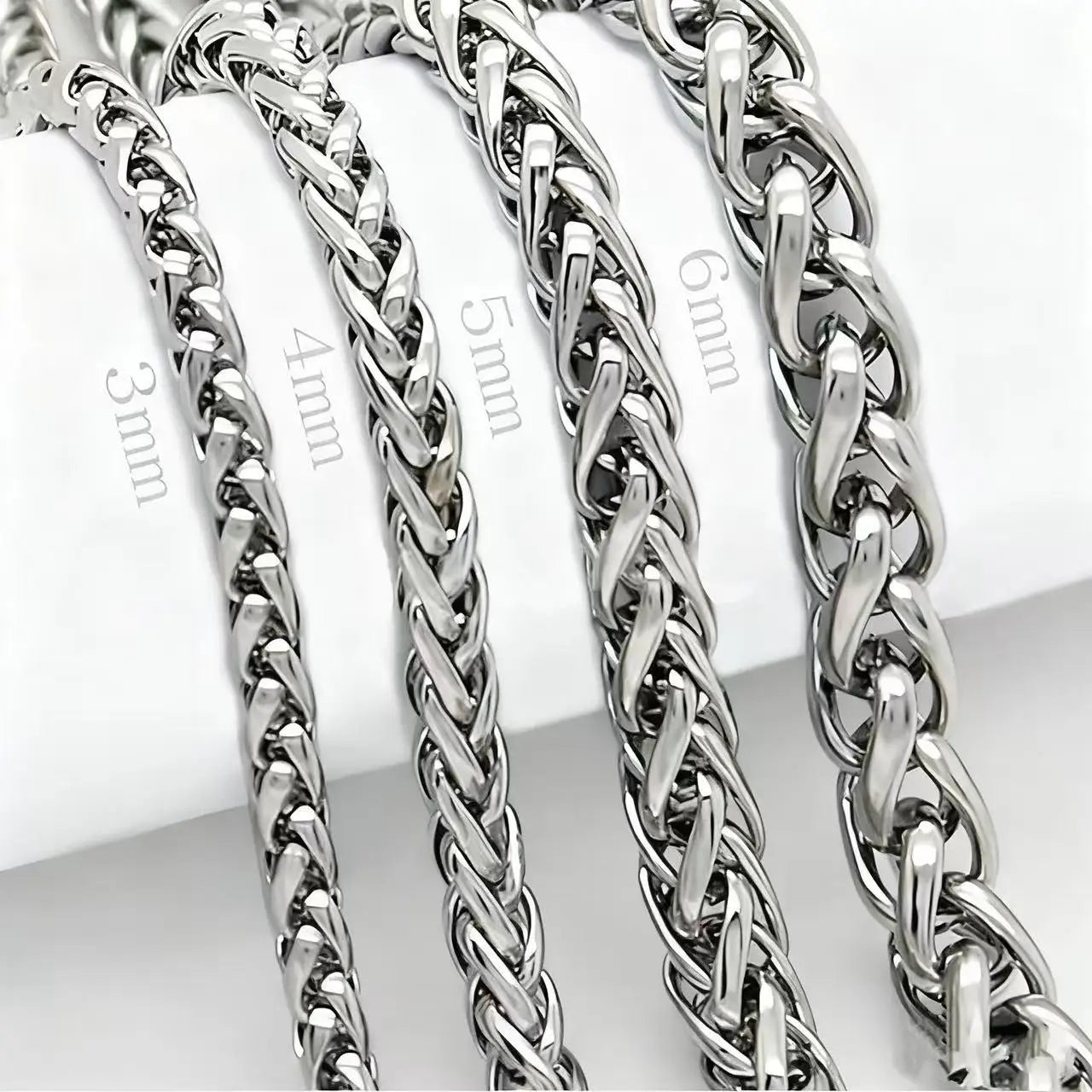 HNSP STAINLESS STEEL SILVER COLOR TWIST ROPE CHAIN NECKLACE FOR MEN Women HIP HOP PUNK Jewelry Accessories 3/4/5/6/8MM Thick