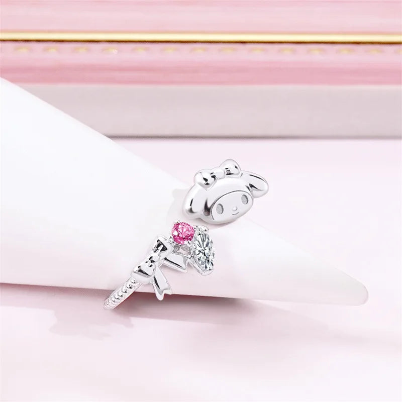 Sanrio Hello Kitty KUROMI College Mix Series-Pompompurin Cartoon Cute Personality Temperament Ring Party Friend's Birthday Gifts