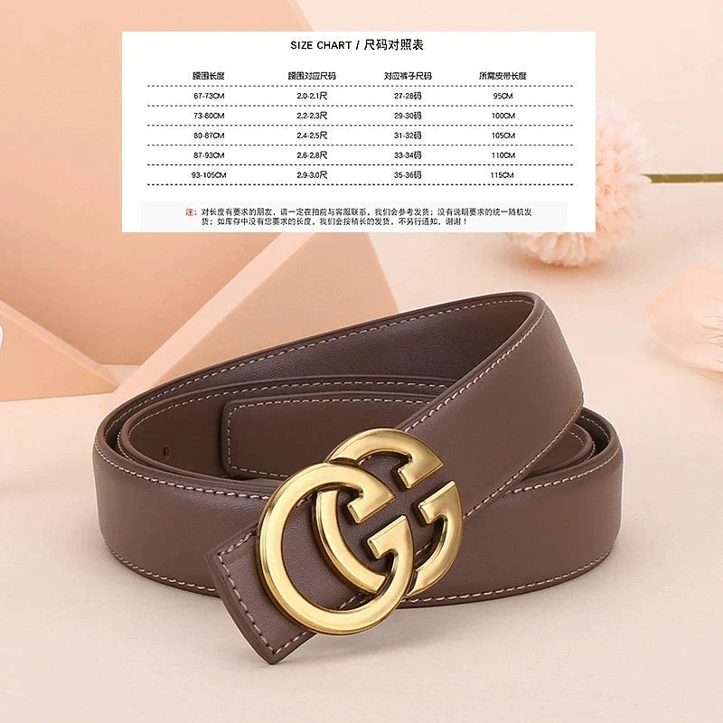 Ladies genuine leather belt, versatile decoration for business and casual wear, simple and fashionable, with a high-end feel.