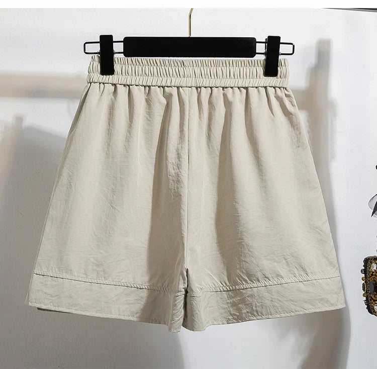 Plus Size Summer Shorts For Women 2025 Summer Ice Silk Drawstring Large Size Loose Shorts Women Korean Streetwear Shorts Female