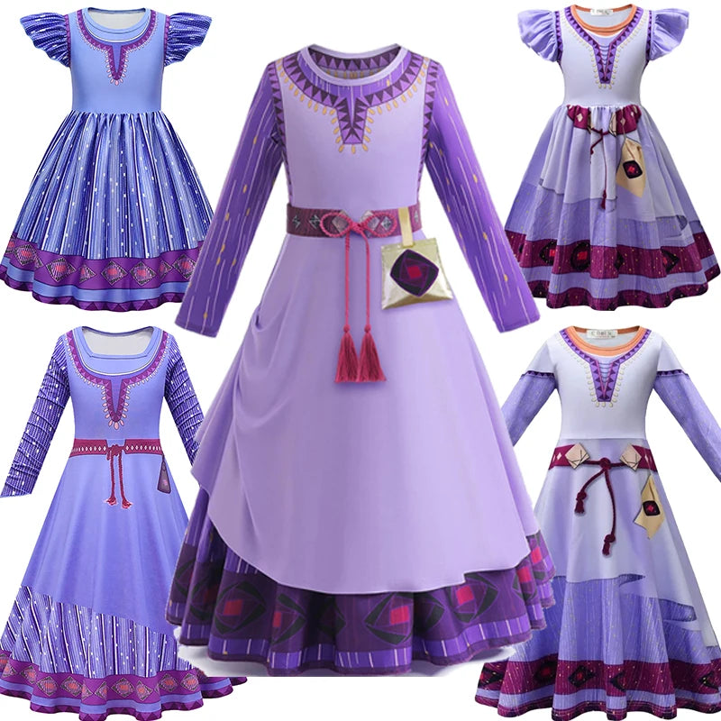 Disney Wish Asha Princess Dress Baby Girls Asha Cosplay Costumes Children Birthday Coats