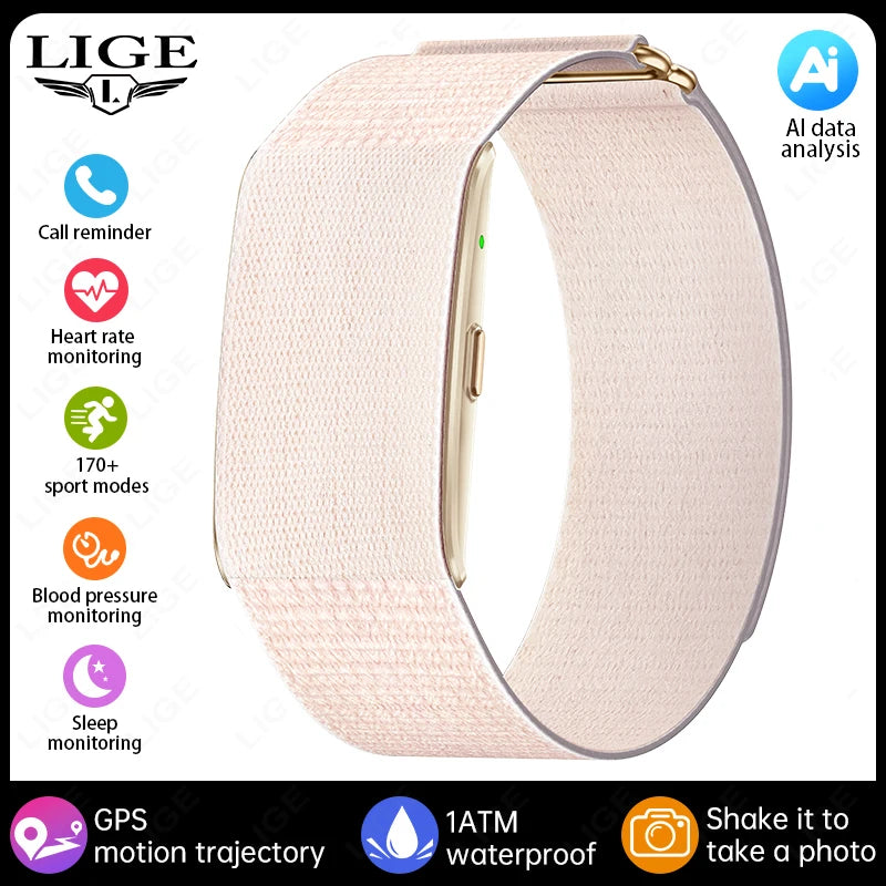 LIGE AI Health Smart Bracelet Fitness Tracker Men Women Sleep Tracking Smart Watch Heart Rate Stress Blood Pressure Monitor Band