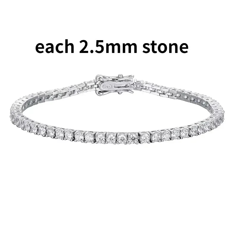 Smyoue 2-6.5mm Real Moissanite Tennis Bracelet for Women Christmas Gift Platinum Plated 100% 925 Sterling Silver Wedding Jewelry