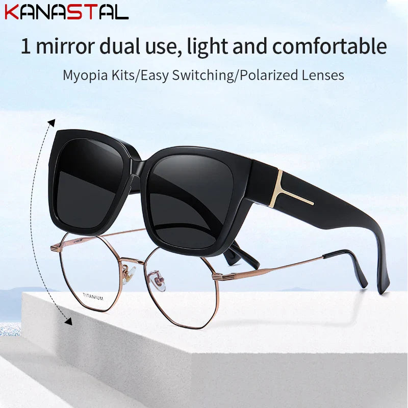 Women Polarized Sunglasses Men UV400 Night Vision Sun Glasses TR90 Big Eyeglasses Frame Driving Beach Anti Glare Shade Eyewear