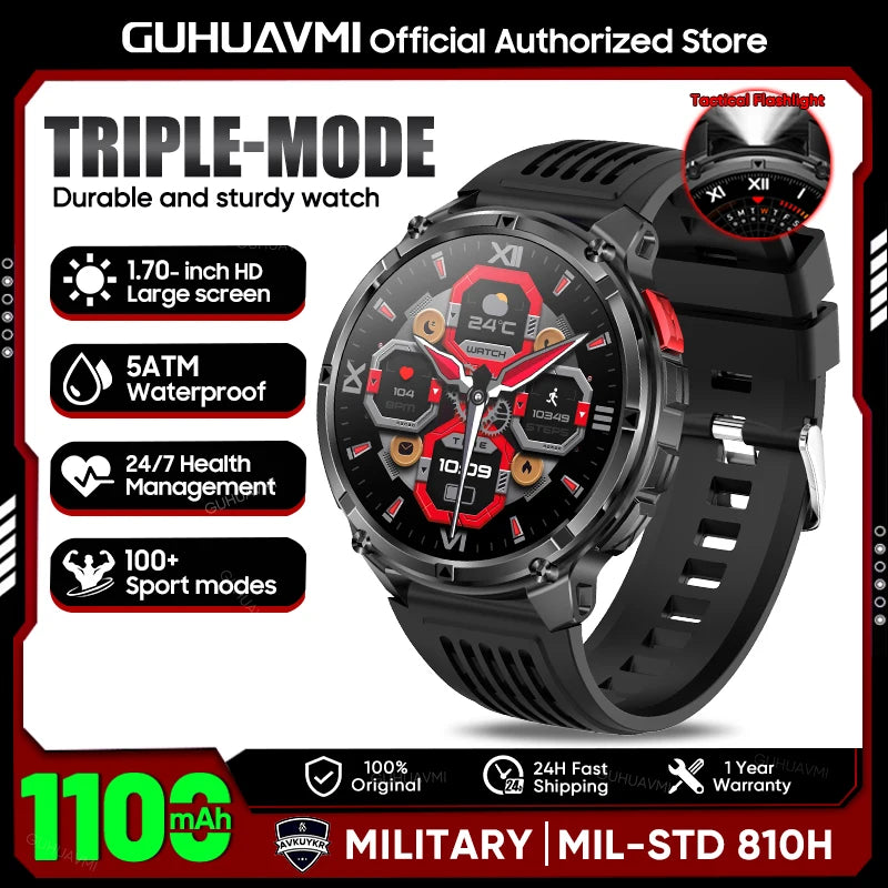 New T-Rex3 1100mAh Large Battery Durable Adult Smart Watch 1.7-inch GPS trackr Compass 5ATM Waterproof BT Call Sports Smartwatch
