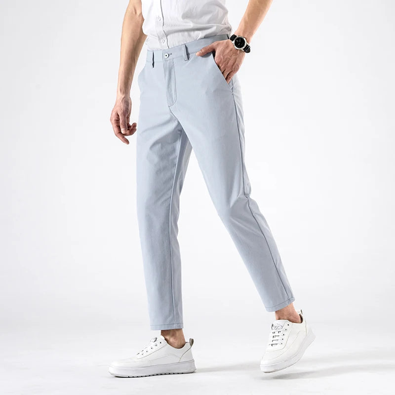 Summer Business Men's Suit Pants Thin Slim Fashion Casual Formal 9-Point