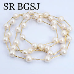 11-12mm Big White Real Natural Freshwater Pearl Long Sweater Necklace