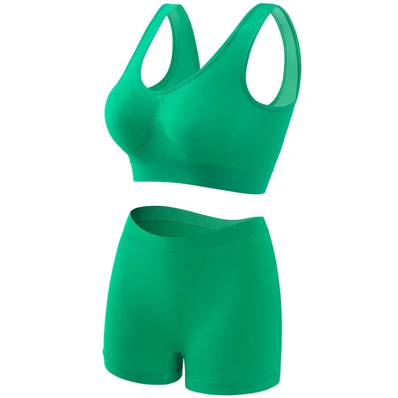 Seamless Bra Set Women Low Waist Underwear Female Tanks Bra Top