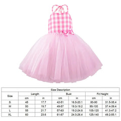 Halloween Barbie Dress For Baby Girl Cosplay Clothes Kid Sling Plaid Lace Party Frock