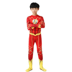 Kids Flash Man Boys Cosplay Costume Set with Headgear And Mask for New Year Carnival Party Fancy Dress Outfit
