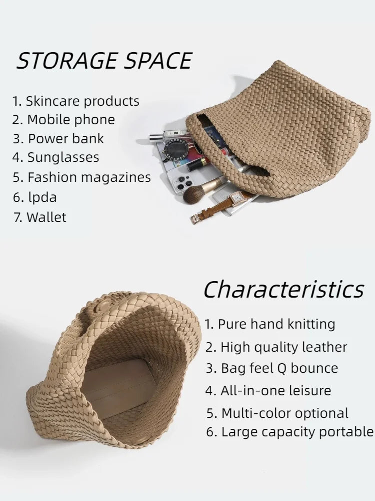 Designer Hand knitting bag PU Large women's Woven tote bag Mistress gift luxury bag