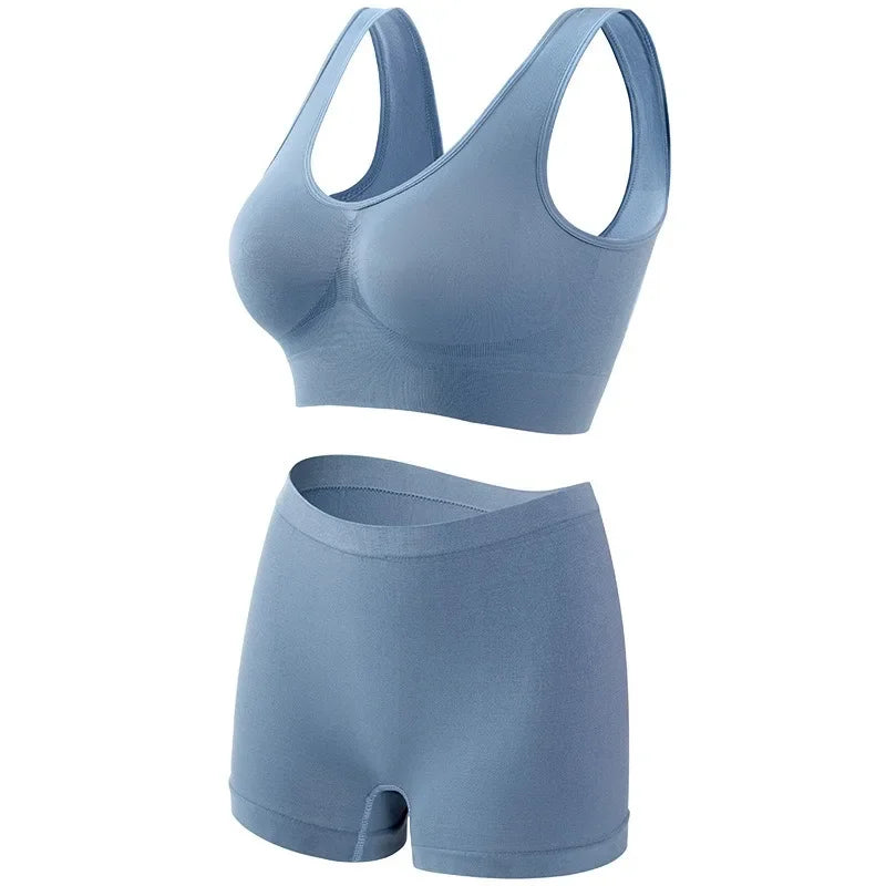 Seamless Bra Set Women Low Waist Underwear Female Tanks Bra Top