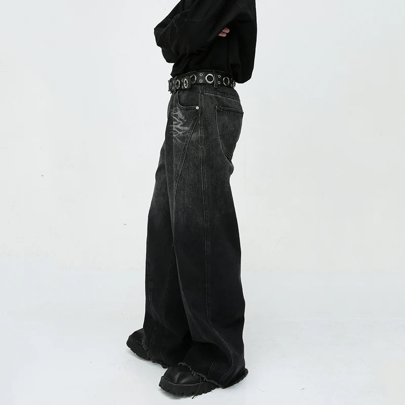 Men's Baggy Jeans Fashion Street Wear Niche Design Loose Wide Leg Denim Pants