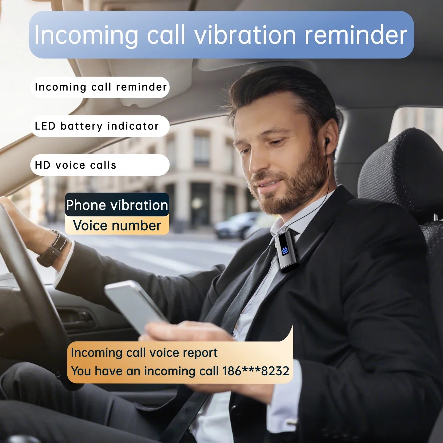 K92 Bluetooth 6.0 Lavalier Business Headset Call 30h/Music 50h Vibration Reminder LED Digital Display With Mic Wireless Earphone
