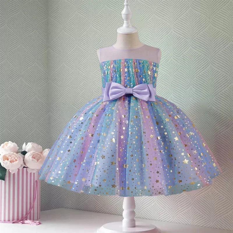 Kid Girl Unicorn Tutu Dress Children Rainbow Wedding Birthday Party Princess Dress Halloween Unicorn Performance Cosplay Costume