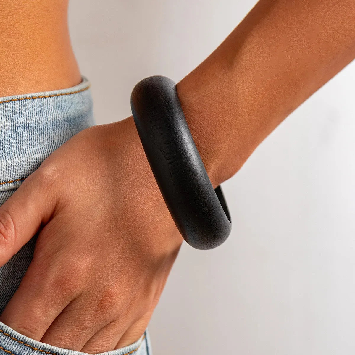 4pcs Women Elegant Natural Wood Square DIY Bracelet Coffee Girl Jewelry Ladies Gift Geometric Wooden Bangles For Women