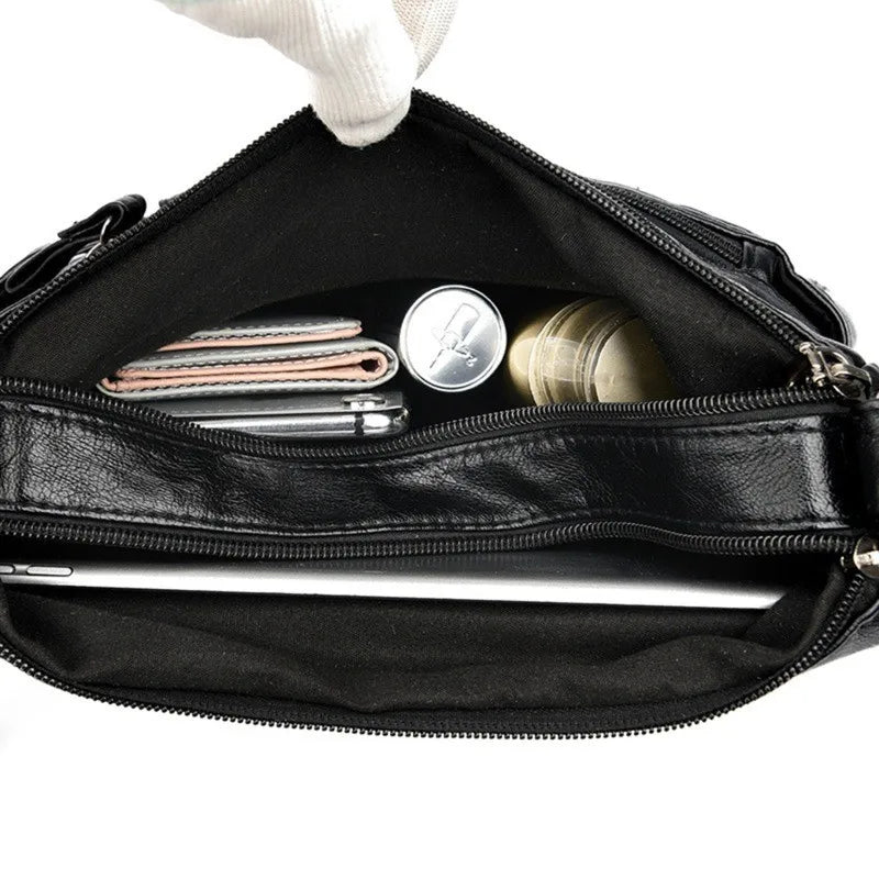 Women's Soft Leather Shoulder Bags Multi-Layer Classic Crossbody Bag